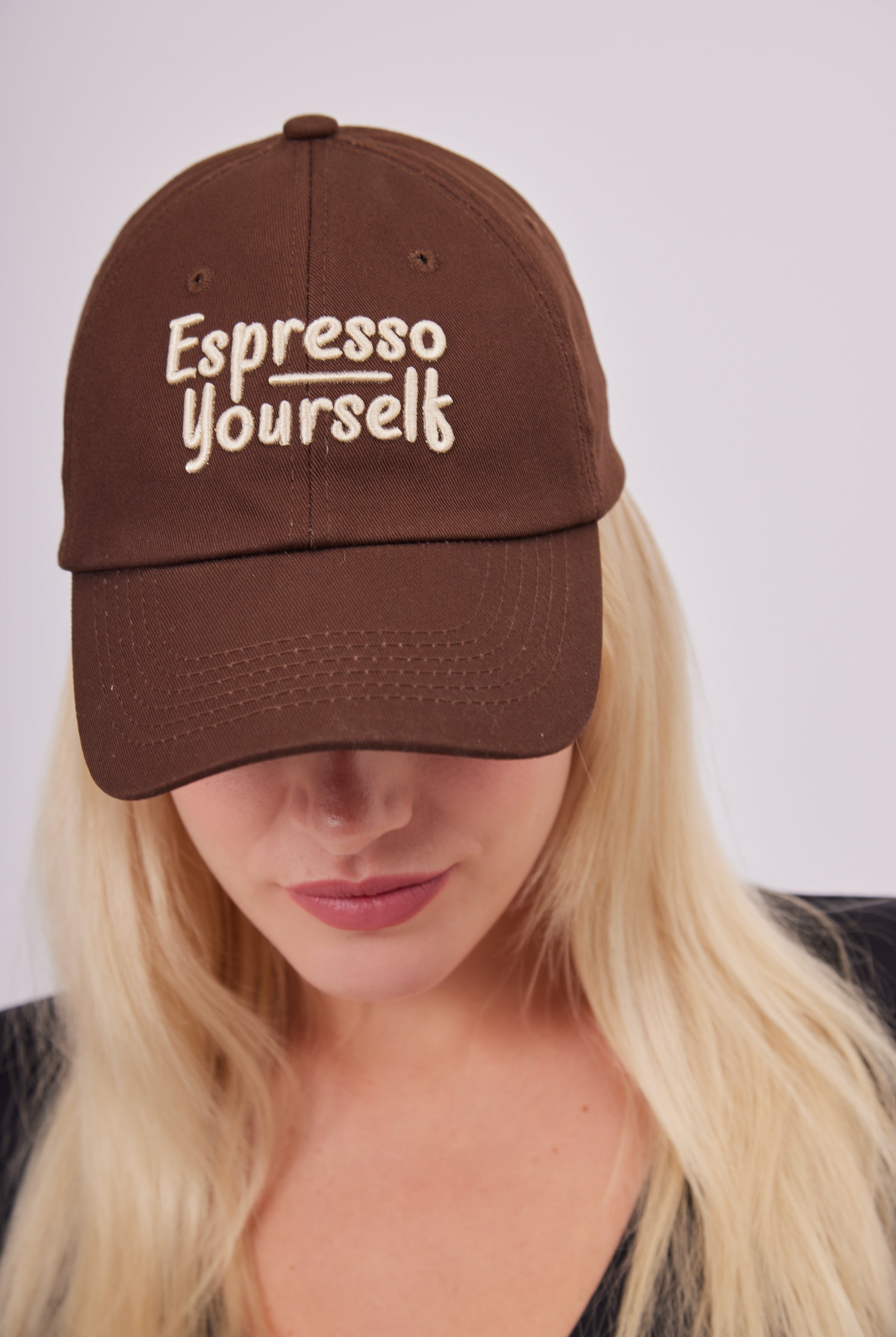 Espresso Yourself Baseball Cap in Brown | Streetwear | streetstyle | casual | minimal | neutral | cleangirl | preppy | accessories | hats | caps | accessory | women's accessories | city break | beach | summer | autumn | winter | work |