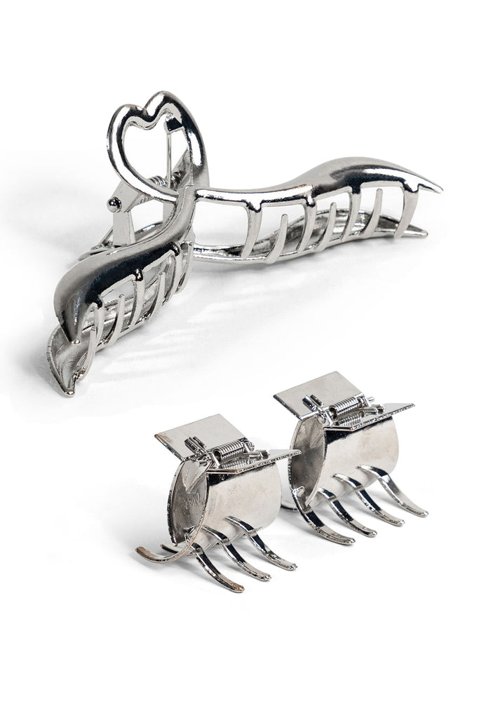 My Accessories London Mini Metal Hair Claws in Silver | Multipack | Sci Fi | Metallic | Liquid Silver | Mirror | Women's | Women | Accessories | Accessory