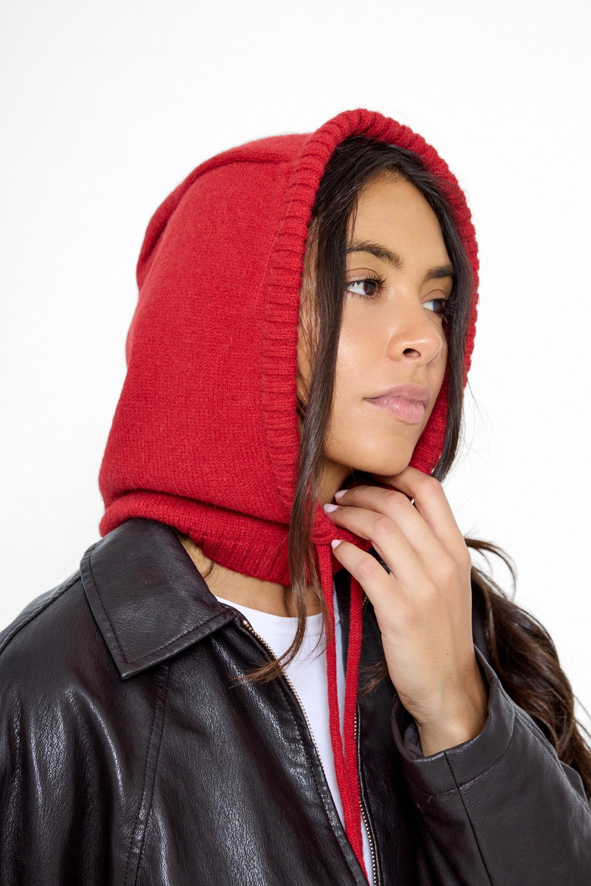 Women's Balaclava Fine knit in Red