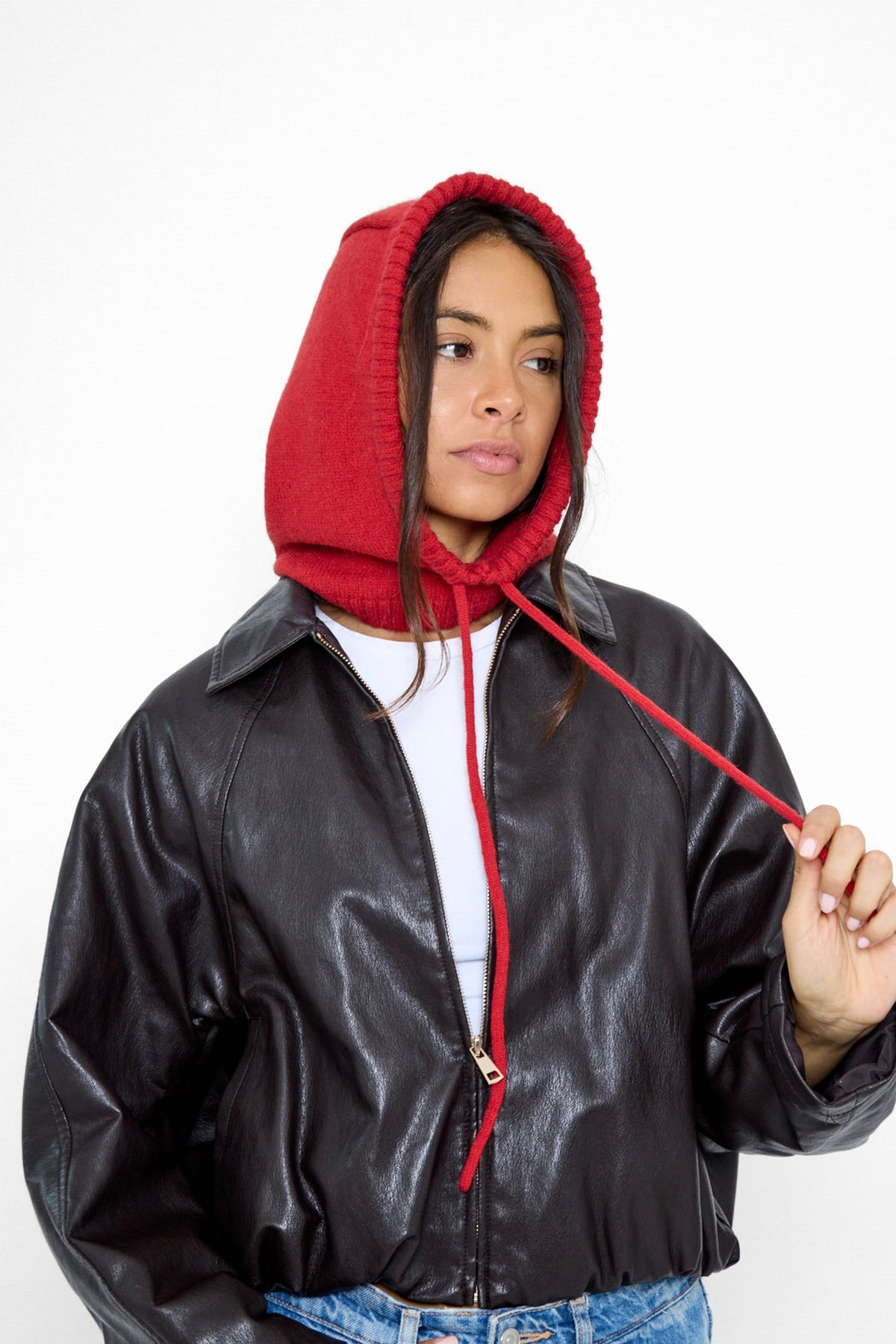 Women's Balaclava Fine knit in Red