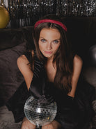 Women's Rhinestone Beaded Headband in Pink 