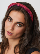 Women's Rhinestone Beaded Headband in Pink 