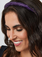 Women's Rhinestone Beaded Headband in Purple 