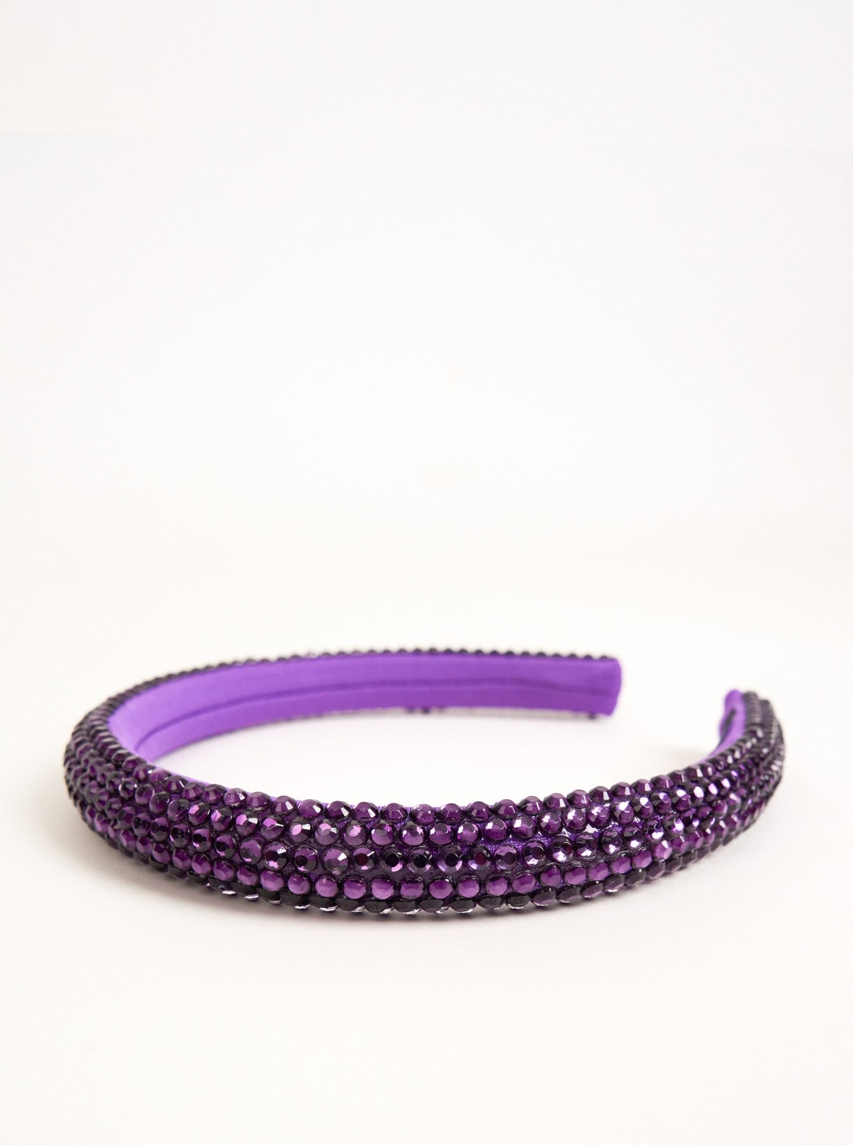 Women's Rhinestone Beaded Headband in Purple 