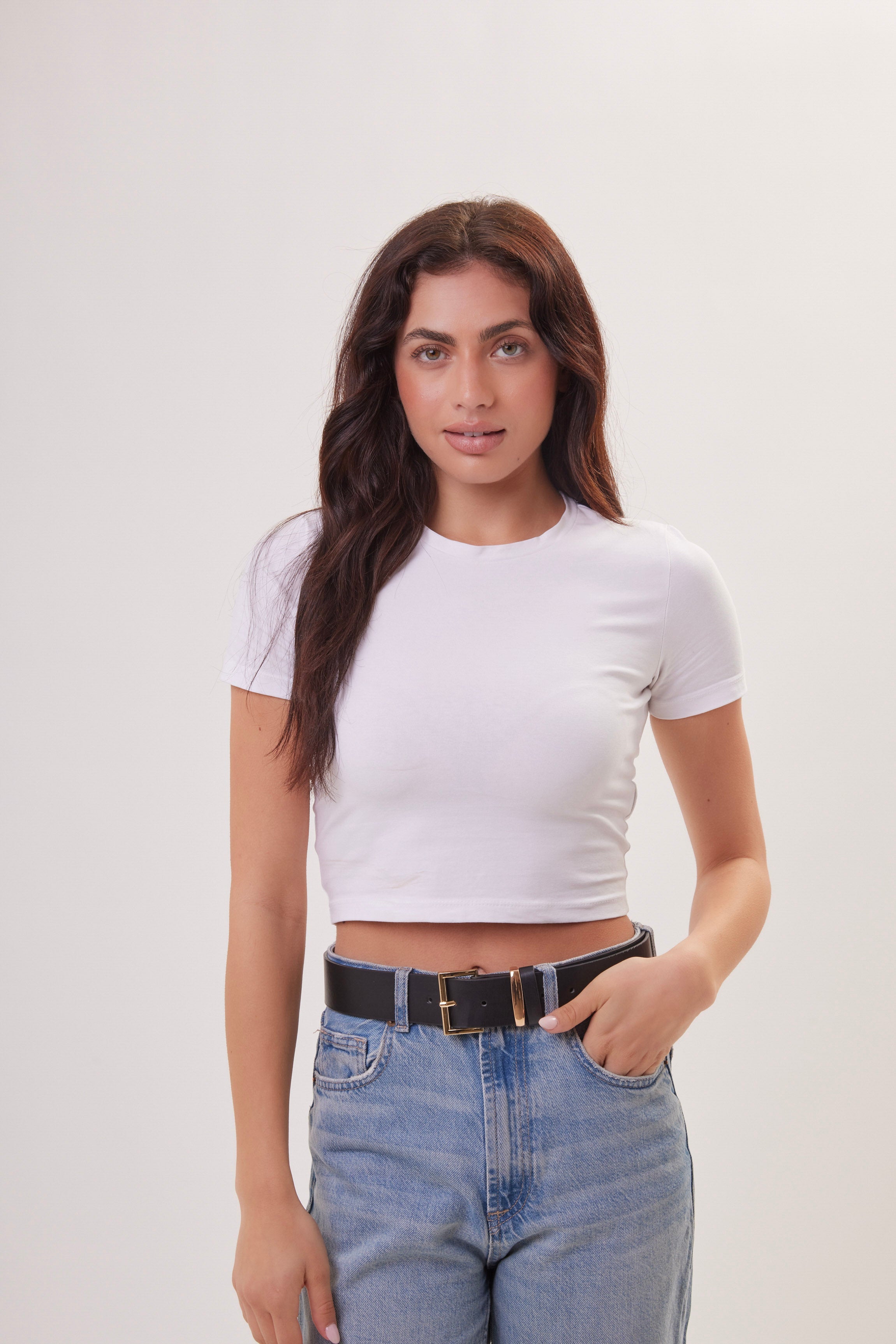 Women's Black Belt with Rectangle Buckle