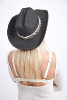 Women’s Cowboy Hat With Pattern Trim in Black