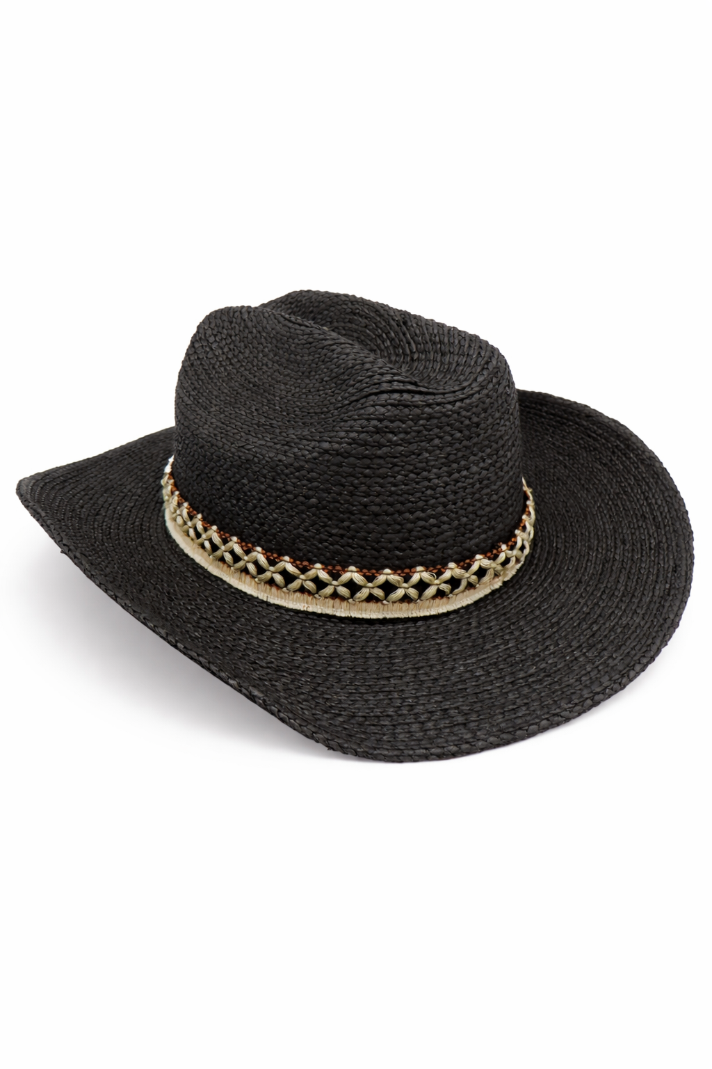 Women's western cowboy hat in black with pattern trim