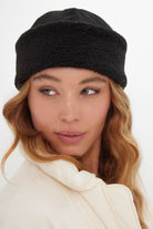 Women’s Suede and Borg Turn Up Beanie in Black