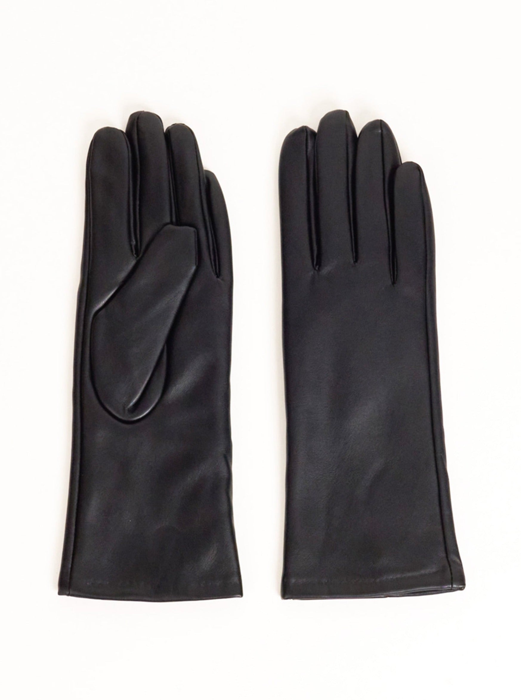 Women’s Touch Screen Leather Look Gloves in Black 
