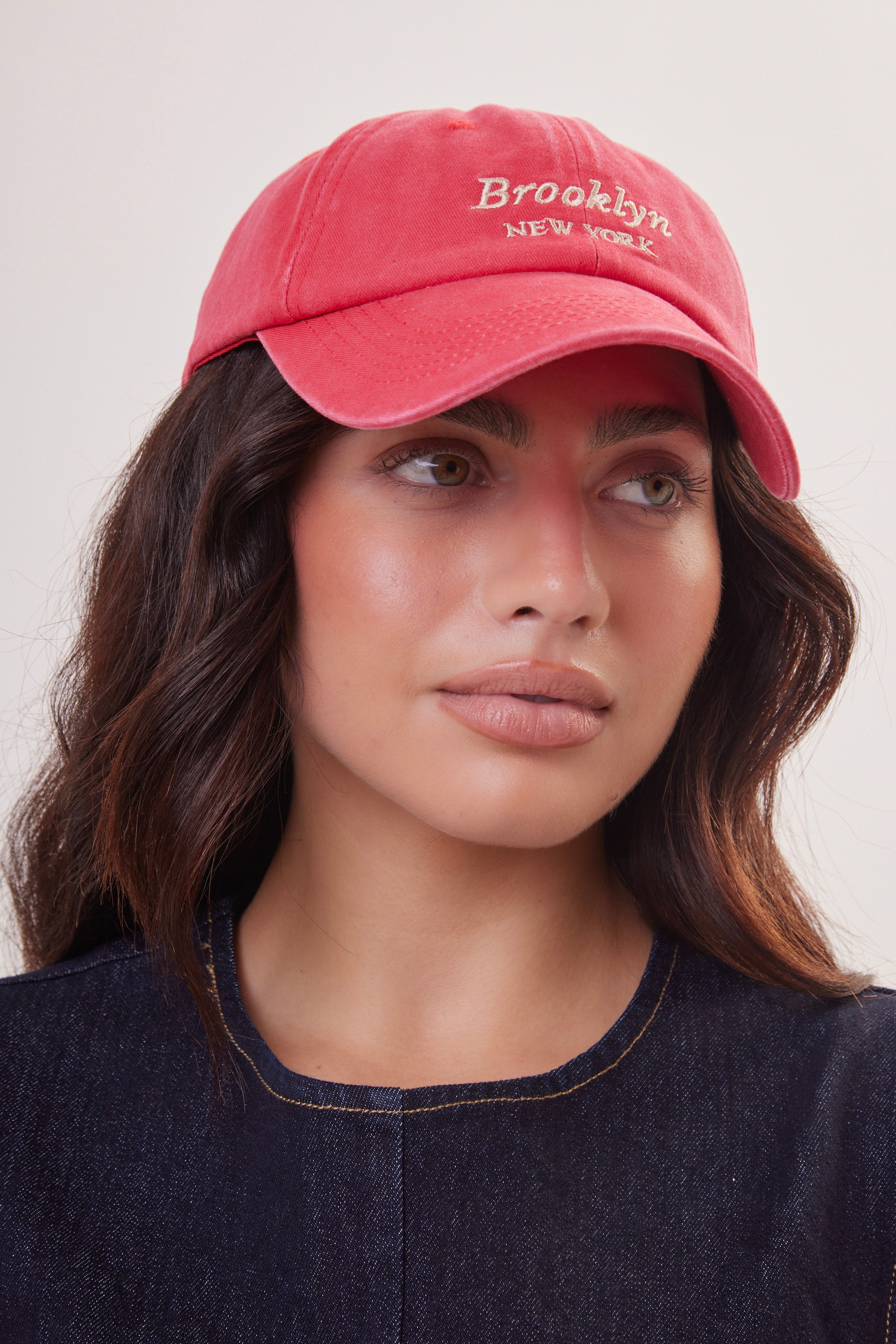 Woman's Brooklyn Baseball Cap in Red