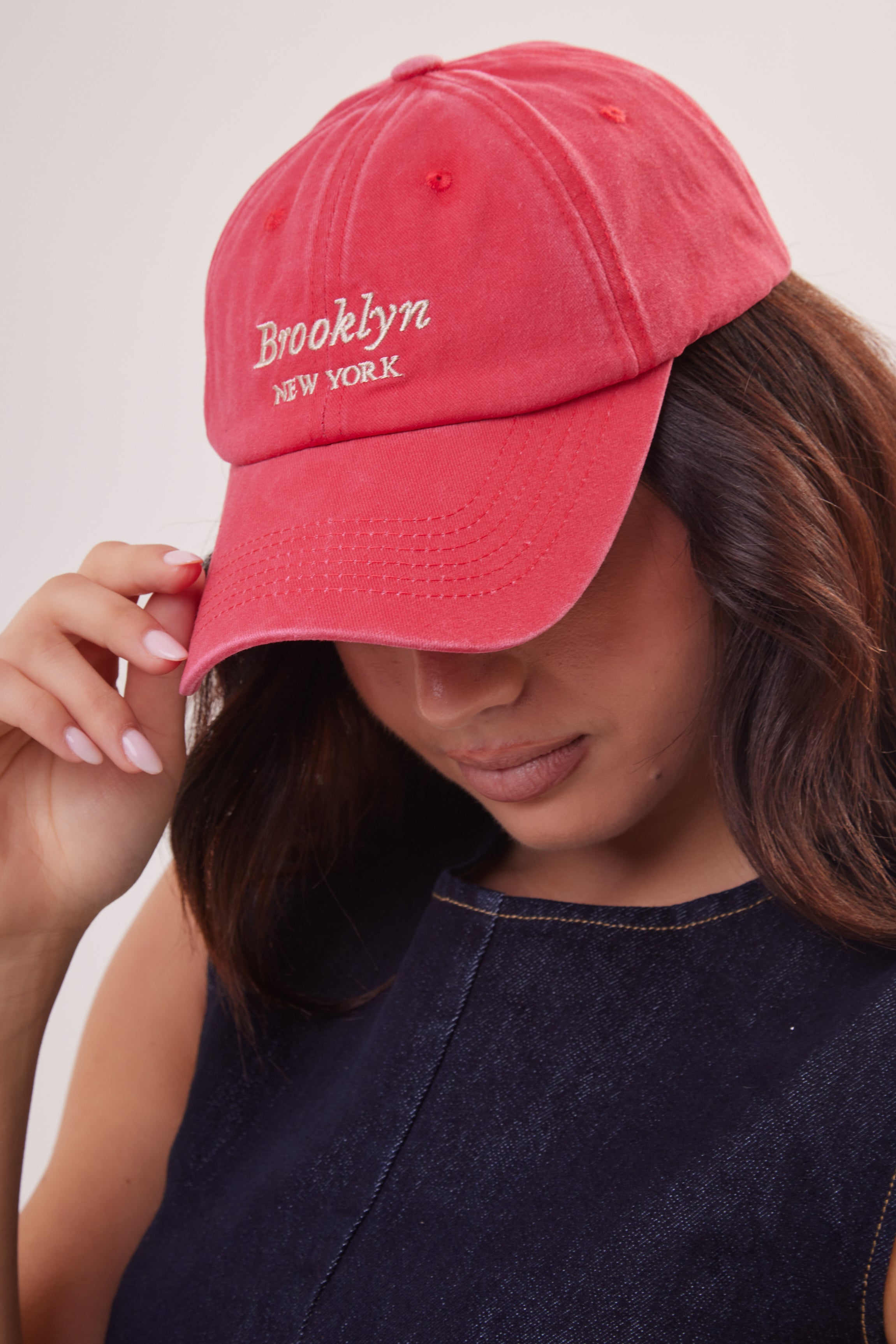 Woman's Brooklyn Baseball Cap in Red