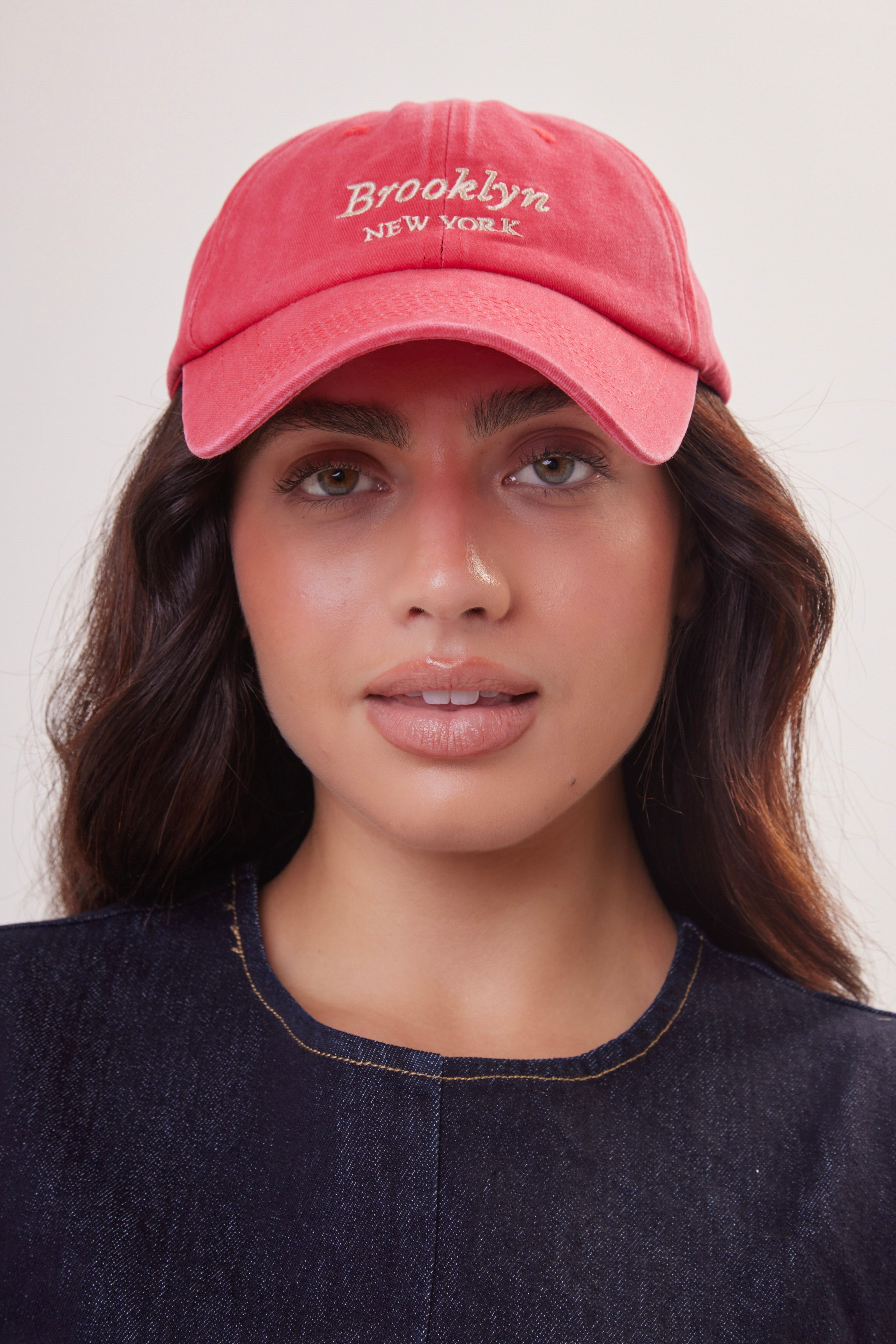 Woman's Brooklyn Baseball Cap in Red