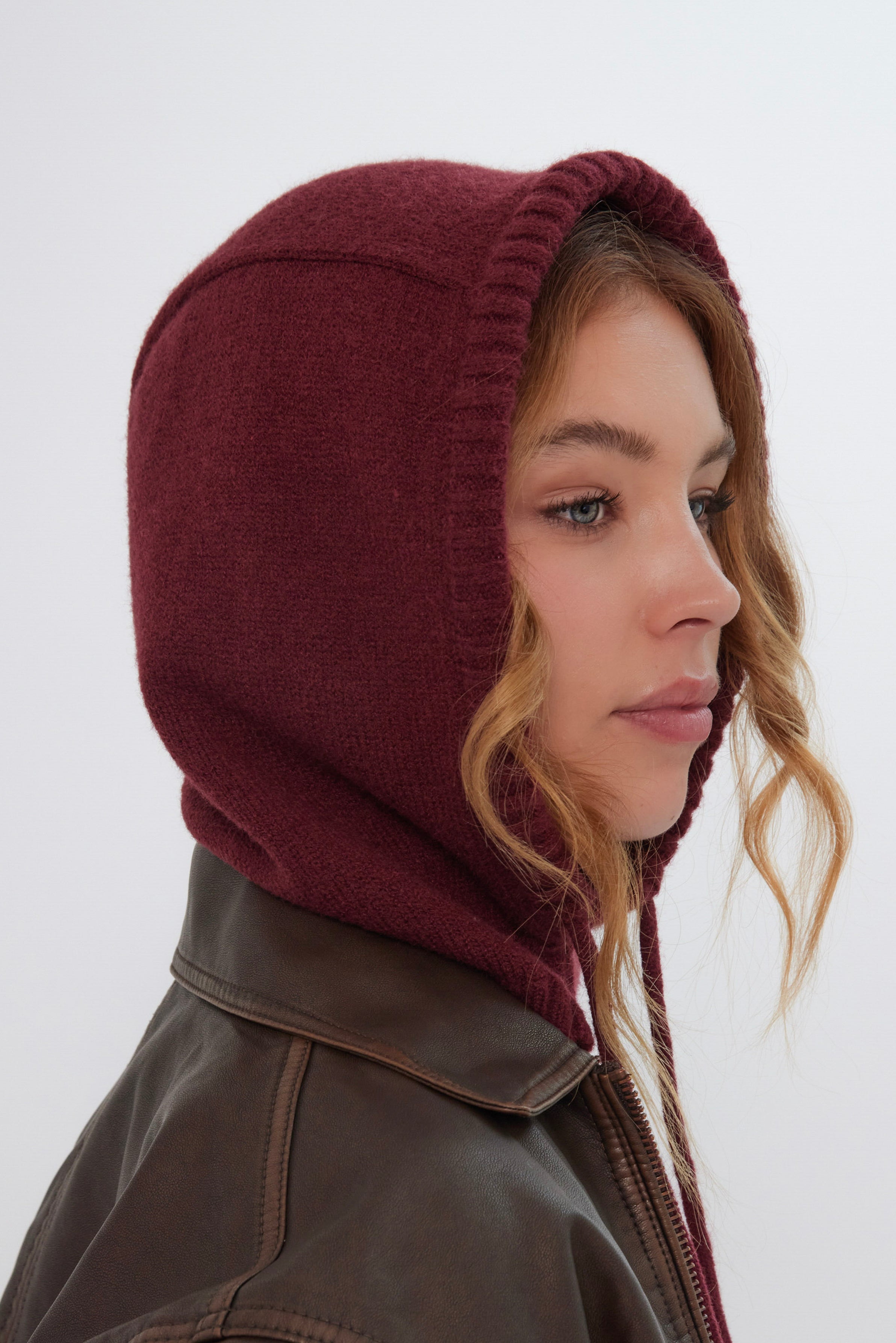 Women’s Drawstring Balaclava in Burgundy 
