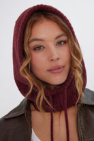 Women’s Drawstring Balaclava in Burgundy 