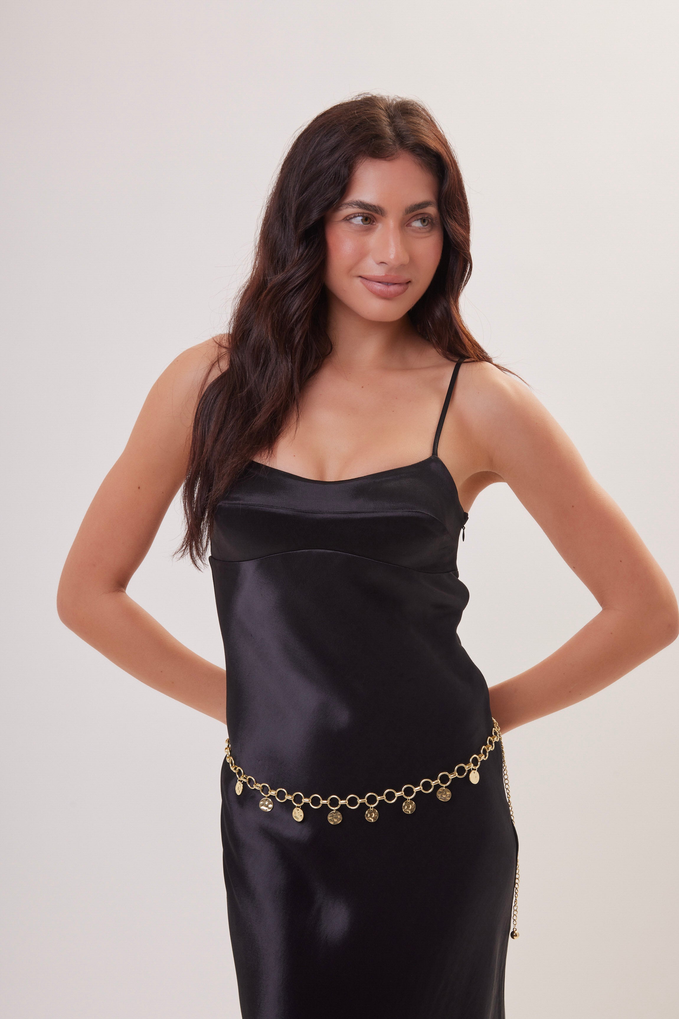 Woman's Coin Chain Belt in Gold 