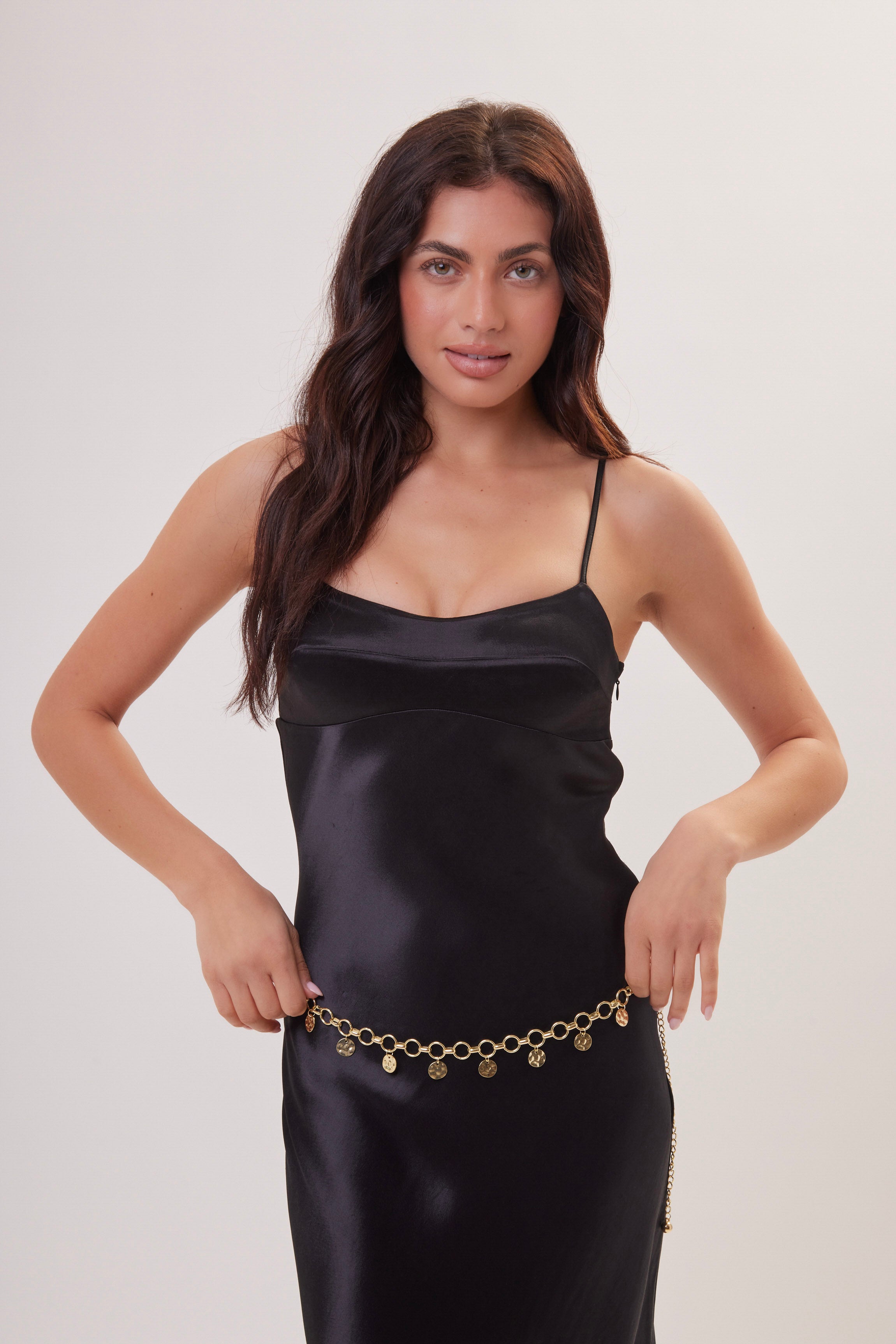 Woman's Coin Chain Belt in Gold 