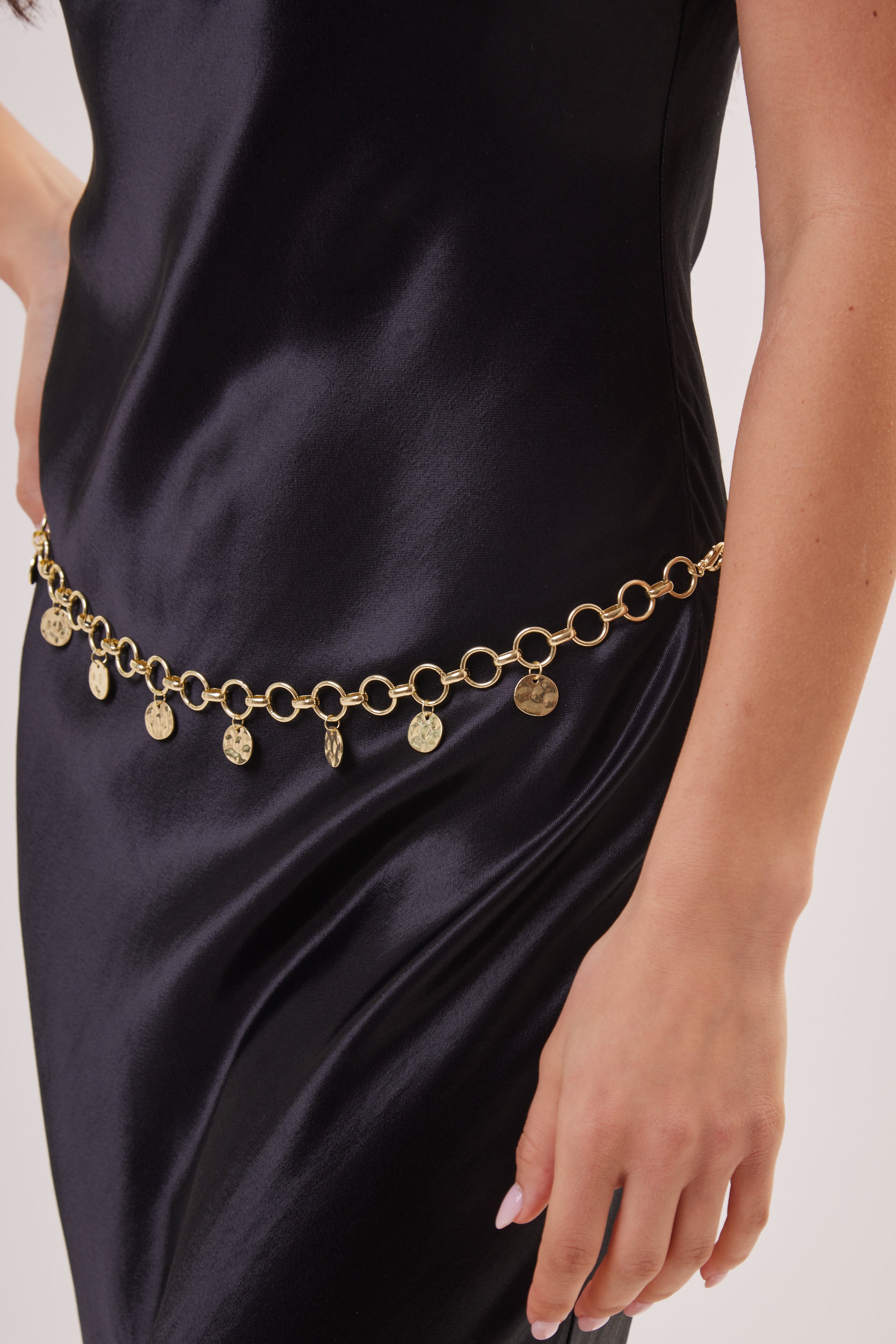 Woman's Coin Chain Belt in Gold 