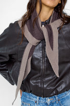 Women's Contrast Border Triangle Scarf in Brown