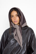 Women's Contrast Border Triangle Scarf in Brown