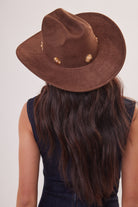Woman's Cowboy Hat in Brown with Daisy Gold Studs