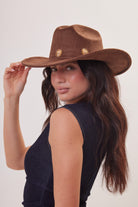 Woman's Cowboy Hat in Brown with Daisy Gold Studs