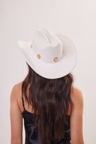 Woman's Cowboy Hat in Cream with Daisy Gold Studs