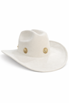 Woman's Cowboy Hat in Cream with Daisy Gold Studs