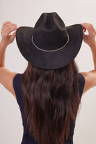 Woman's Cowboy Hat with Silver Crosses Trim in Black 