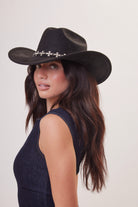Woman's Cowboy Hat with Silver Crosses Trim in Black 