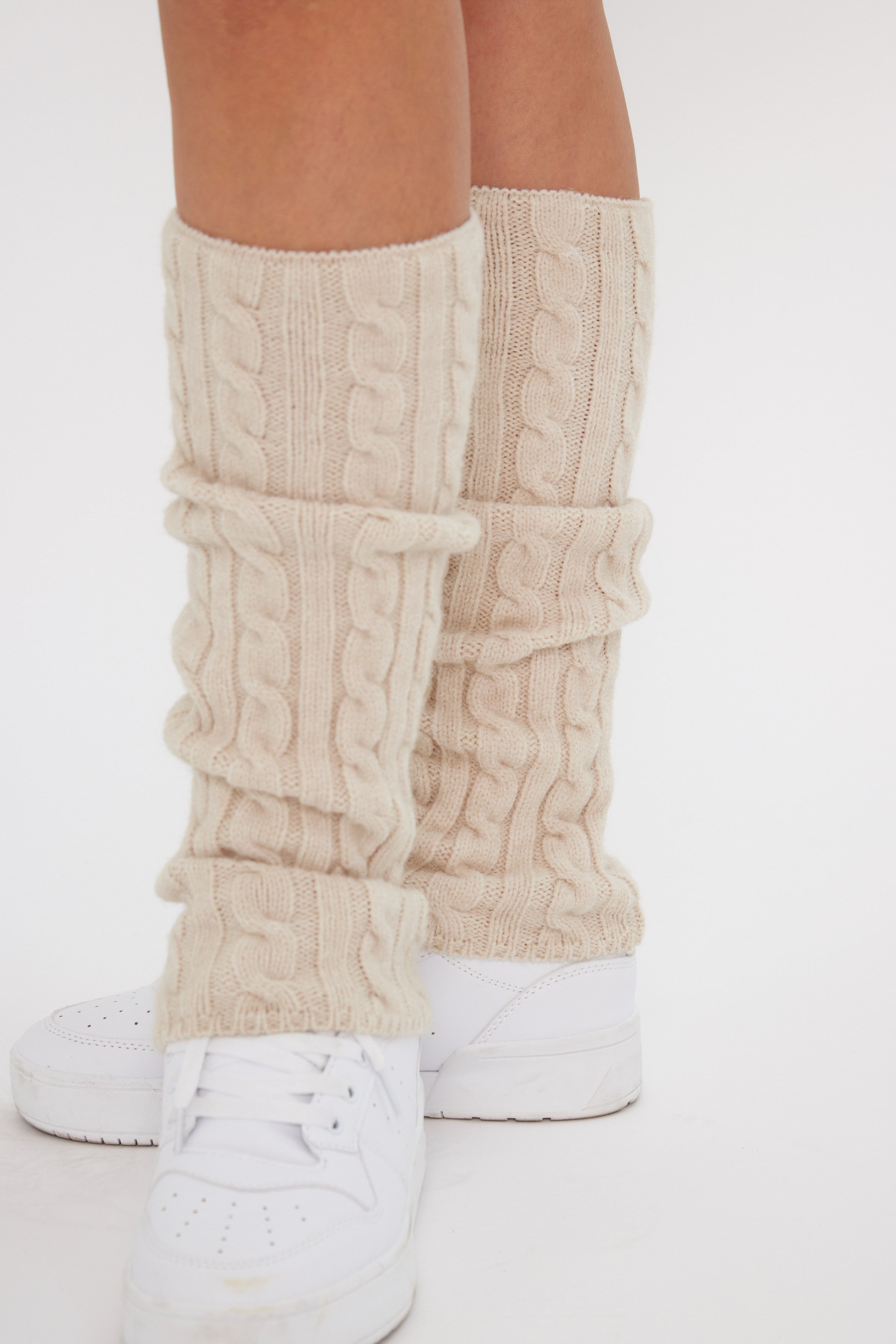 Women’s Cable Knit Leg Warmers in Cream 