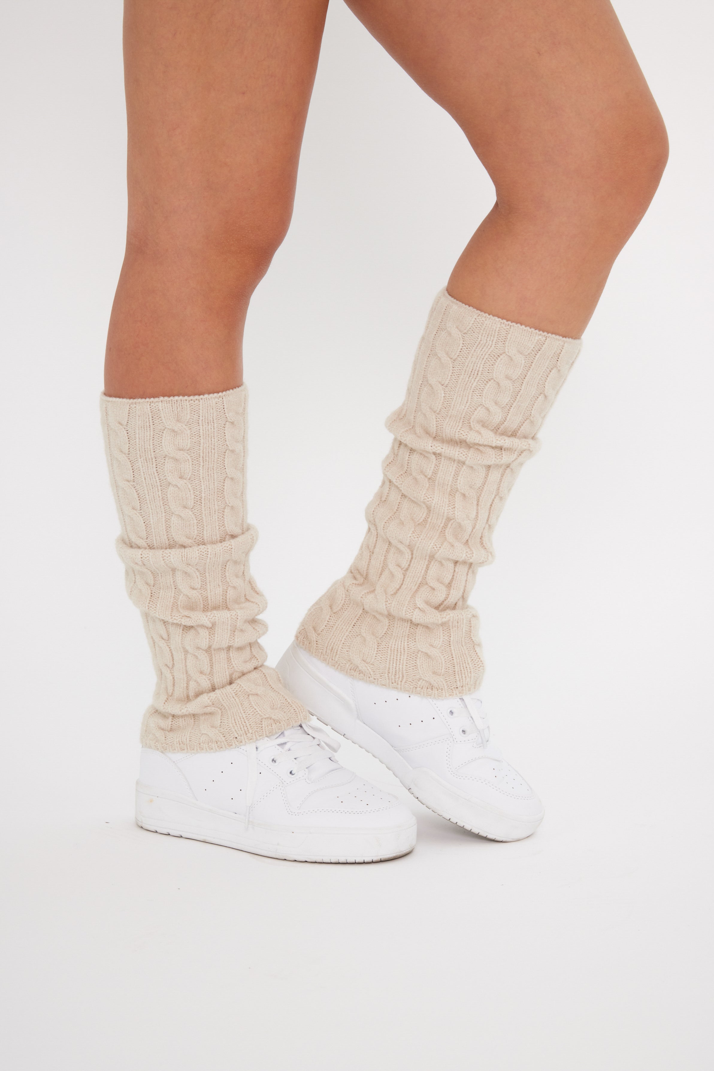 Women’s Cable Knit Leg Warmers in Cream 