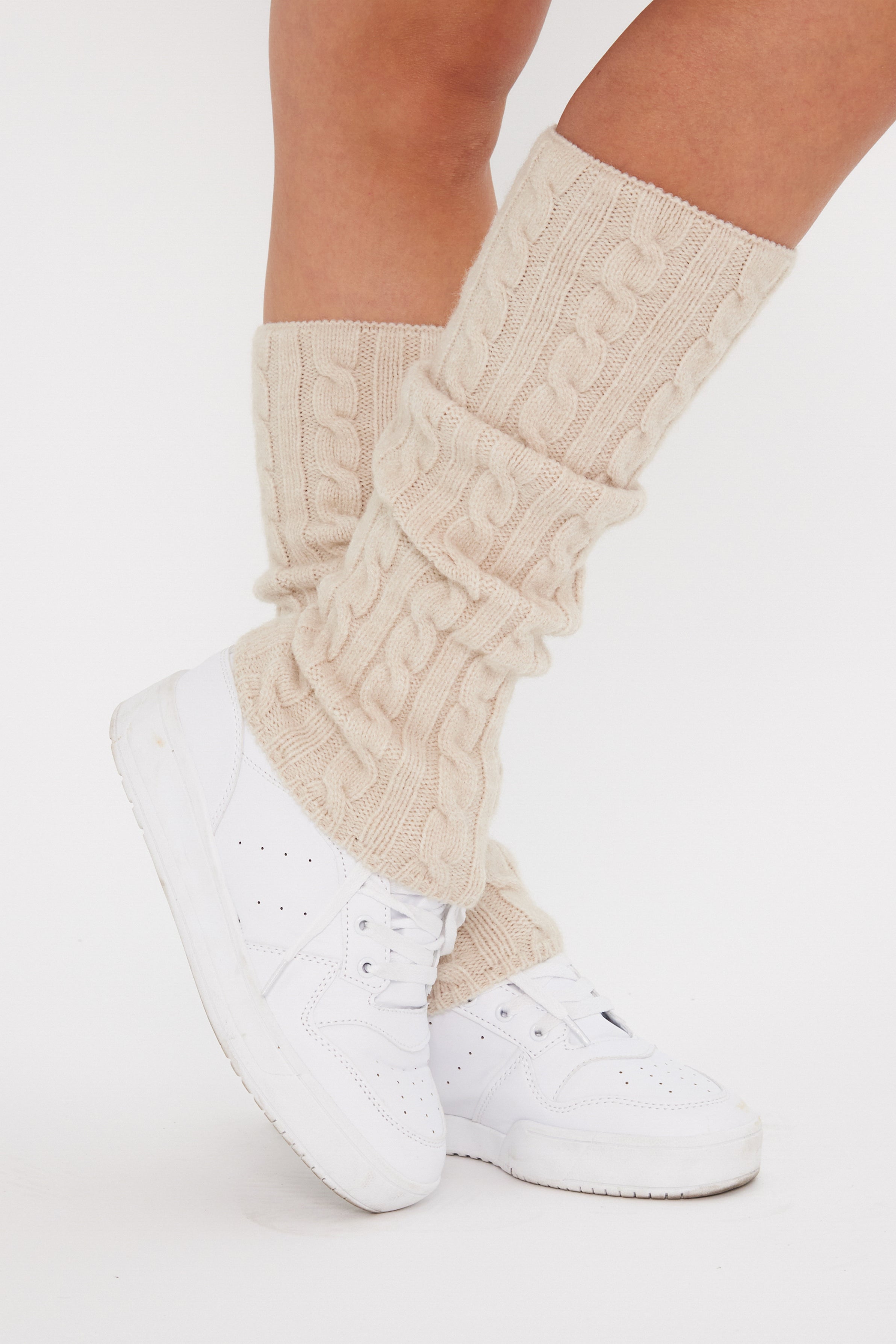 Women’s Cable Knit Leg Warmers in Cream 