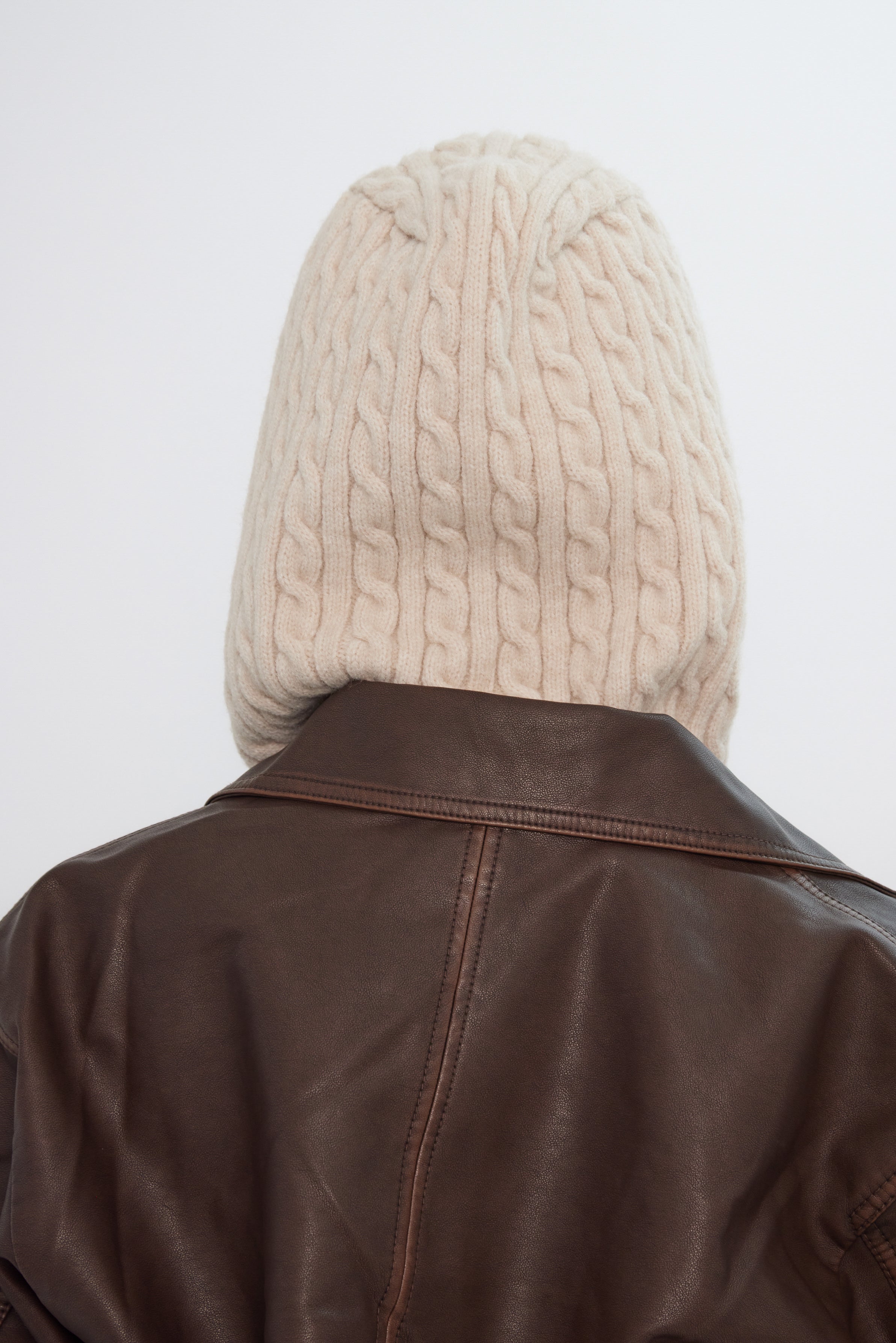Women’s Cable Knitted Balaclava in Cream 