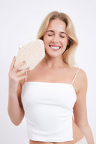 Women’s Woven Shell Clutch Bag and Cross Body Bag in Cream 