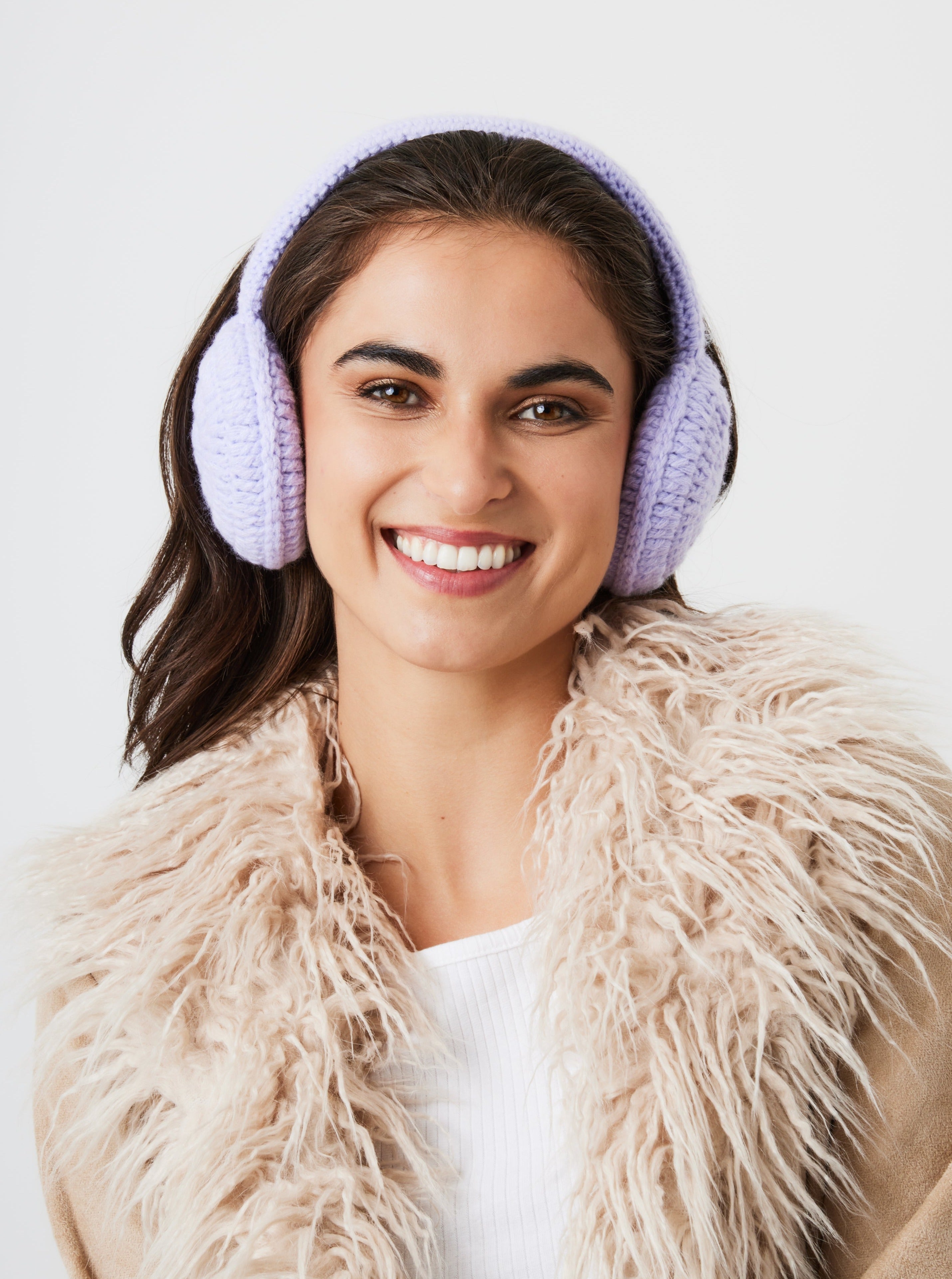Woman's Crochet Earmuffs in Lilac