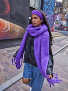 Woman's Fairisle Knitted Crochet Headband in Purple