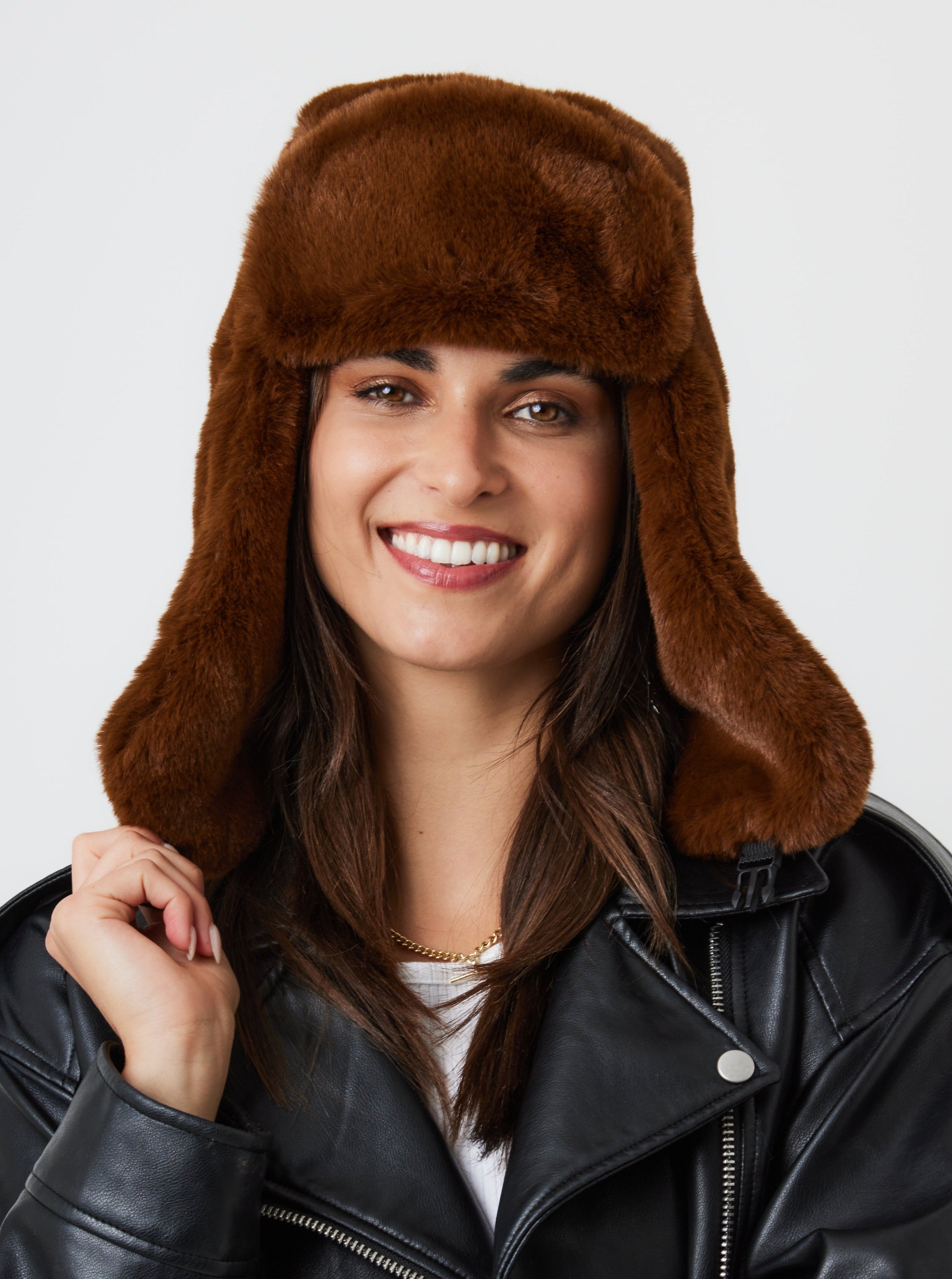 Woman's Faux Fur Trapper in Brown