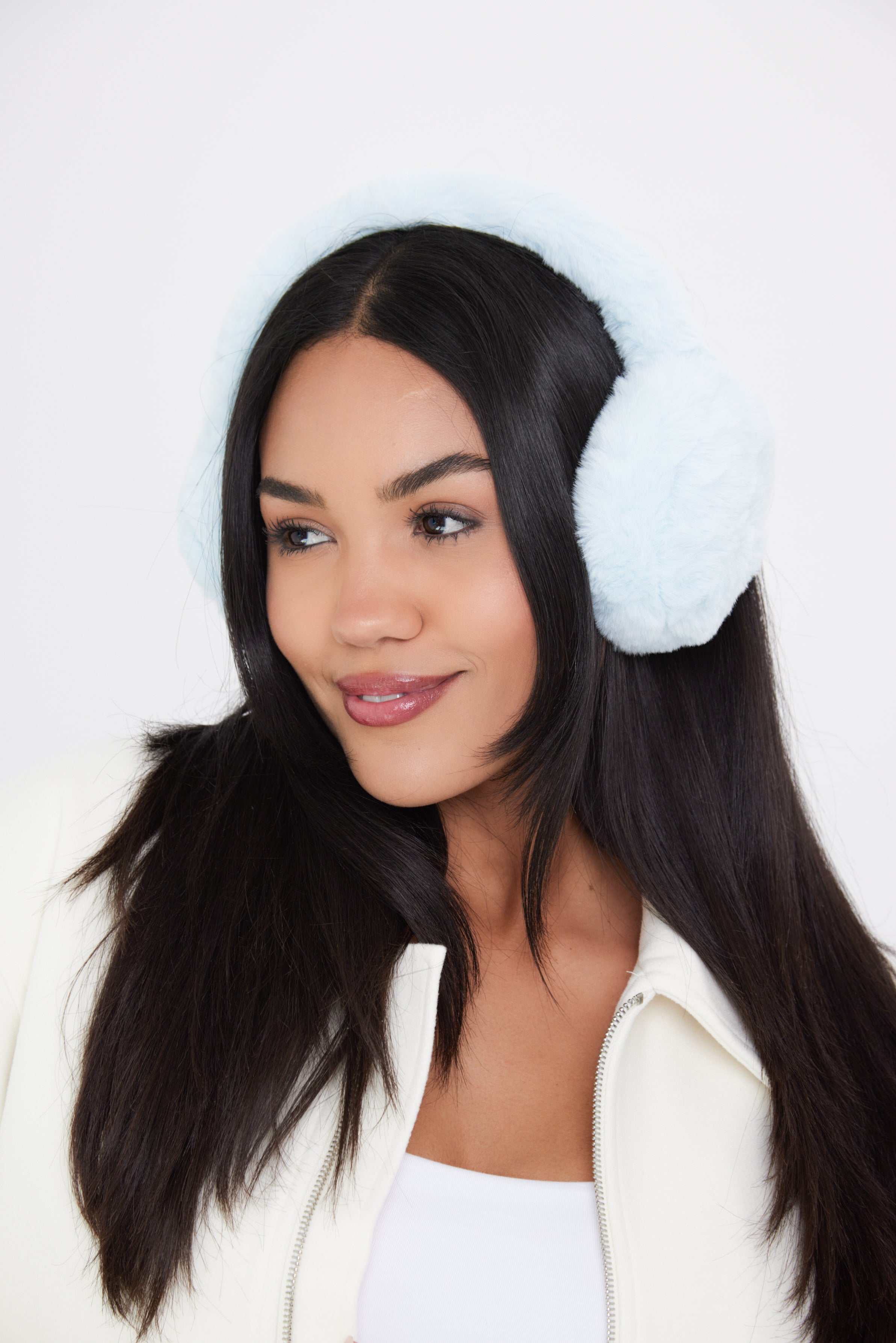 Woman's Fluffy Faux-Fur Earmuffs in Baby Blue