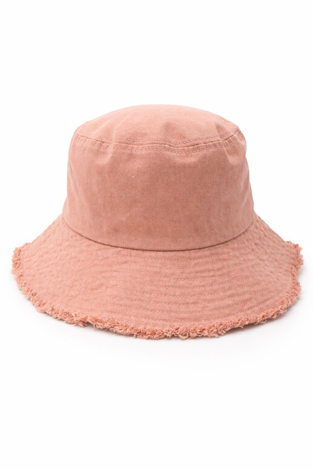 Woman's Frayed Edge Denim Bucket Hat in Pink