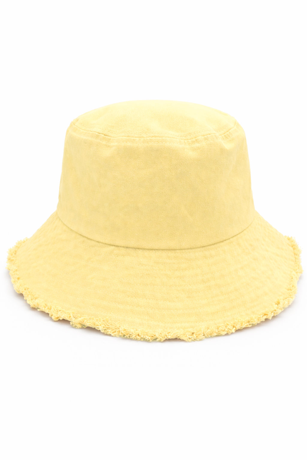 Woman's Frayed Edge Denim Bucket Hat in Yellow