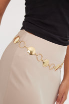 Women’s Mixed Round Chain Belt in Gold