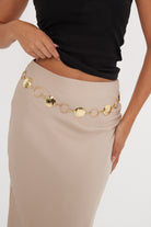 Women’s Mixed Round Chain Belt in Gold