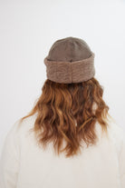 Women’s Suede and Borg Turn Up Beanie in Grey 