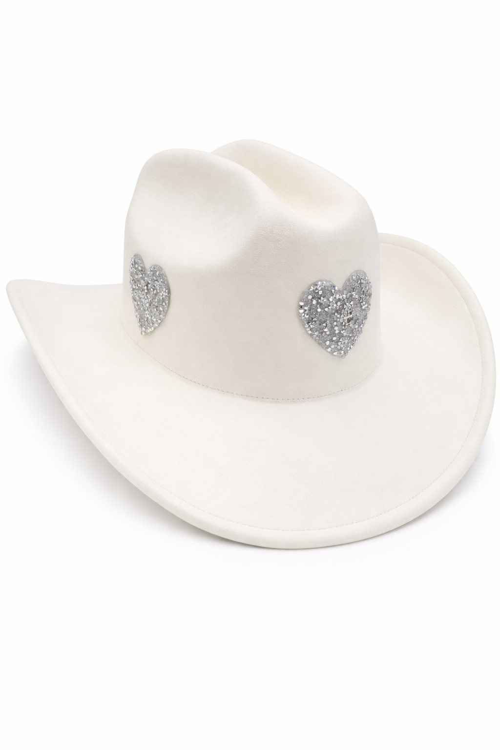 Woman's Hearts Patches Cowboy Hat in Off White