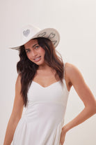 Woman's Hearts Patches Cowboy Hat in Off White