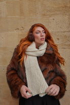 Woman's Knitted Chunky Scarf in Cream