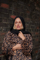 Woman's Knitted Ribbed Hooded Scarf in Black