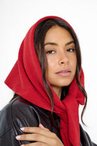 Women's Knitted Triangle Scarf in Red