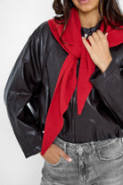 Women's Knitted Triangle Scarf in Red