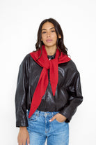 Women's Knitted Triangle Scarf in Red